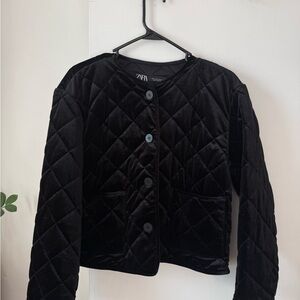 Zara Velvet Black Quilted Jacket